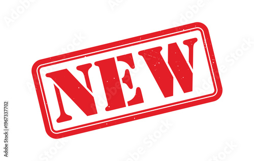A bold rectangular red stamp displays the word new in capital letters creating a striking visual impact silhouette high quality professional detailed modern