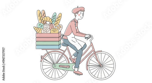 Person Riding Bicycle with Easter Eggs.