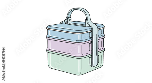 Colorful lunch box with handle.