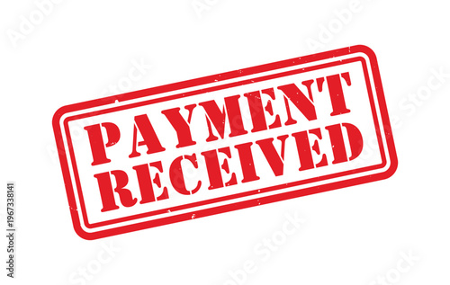 A bold rectangular red stamp displays the words payment received in large uppercase letters showcasing a striking silhouette high quality professional detailed modern