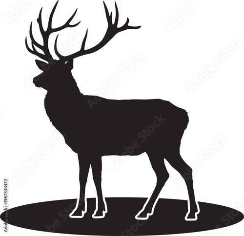 Majestic stag silhouette a black and white wildlife illustration