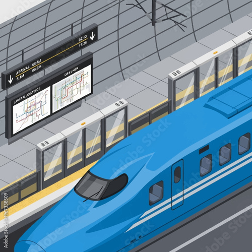 High-Speed Train at Station Platform Illustration.