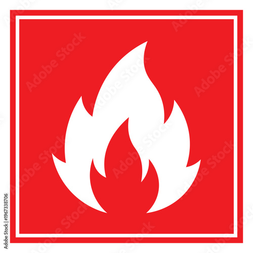 Fire escape sign. Red sign. Fire safety equipment sign. Designation of the location of the fire escape for emergency evacuation in case of fire. Element of the fire safety system.	