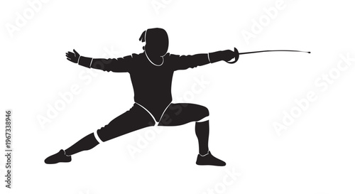A fencer in action with sword in hand isolated on transparent background