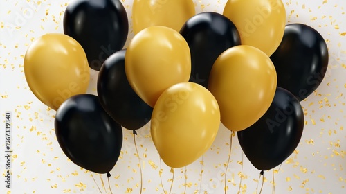 Colorful Balloons and Confetti Decorate a Celebration Space for a Special Event