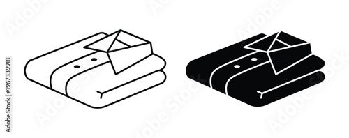 A pair of neatly folded shirts are displayed in a simple black and white illustration presented as a silhouette high quality professional detailed
