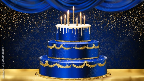 Celebration Cake With Candles in a Decorated Setup for a Special Occasion in ...