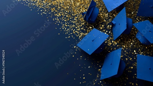 Graduation Caps and Confetti Celebrate a Significant Achievement at a Graduat...