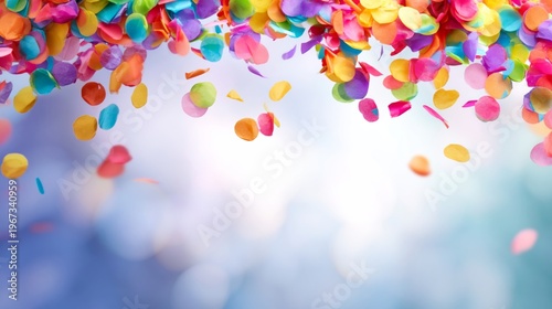 Colorful Confetti Floating in the Air During a Celebration or Party in a Brig...
