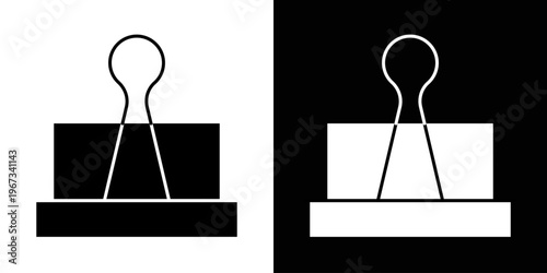 Binder clip icon. Paper clip stationery tools for binding papers simple minimalistic flat style, document holder office supplies. Vector isolated illustration