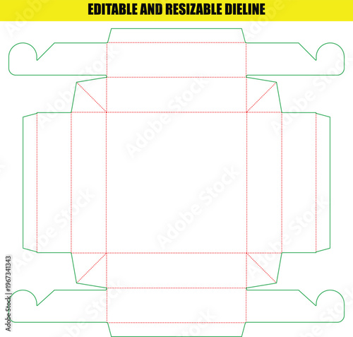Editable Resizable Tray Box Packaging Dieline Template for Product Design and Manufacturing