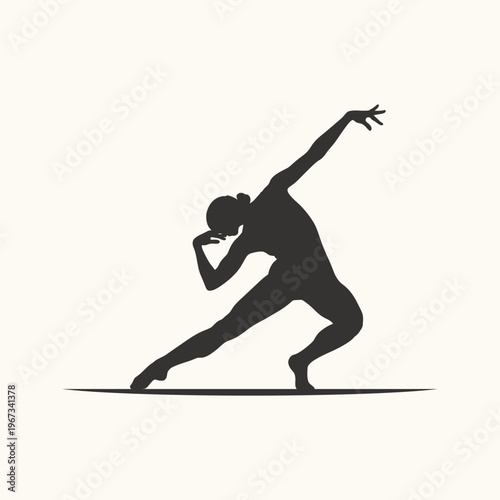 Dynamic female dancer silhouette in expressive performance pose, modern dance illustration
