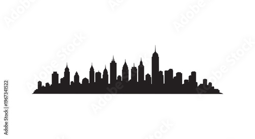 City skyline silhouette against white background isolated on transparent background