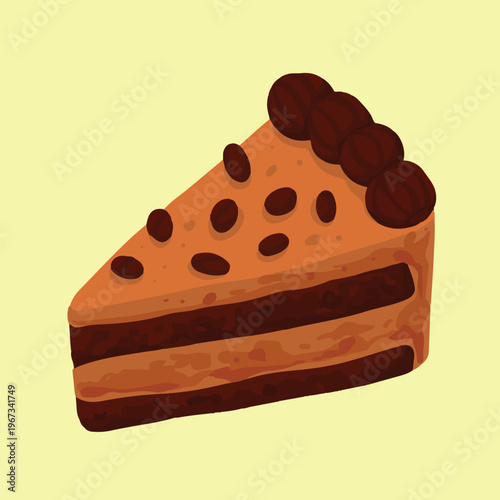 Chocolate mocha sliced cake vector hand drawn