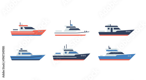 Minimalist Set of Modern Cruiser Vessels Showing Geometric Shape Design