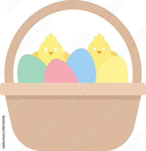Colorful easter eggs in basket a woven basket a springtime celebration of new life