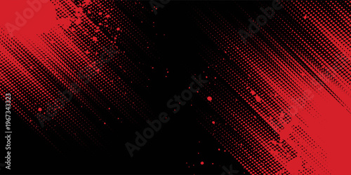 Dots halftone black and red color pattern gradient grunge texture background. Dots pop art comics sport style vector illustration. Eps10