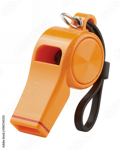 Orange whistle with black strap and red interior details sports equipment