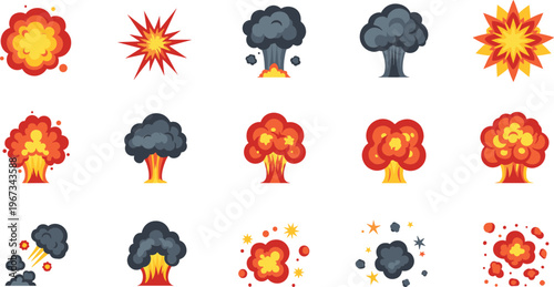 Photography Cartoon explosion effects collection fire blast smoke cloud detonation animation