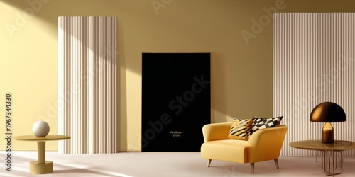 Modern Interior Design Features a Yellow Sofa and Minimalist Decor in a Cozy ...