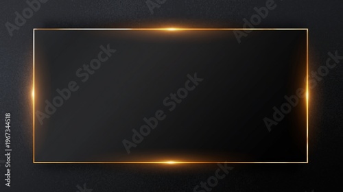 Black Background With Glowing Golden Frame and Empty Center Space for Design ...