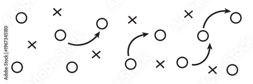 Soccer tactics icon, game success strategy in football, scheme play, vector illustration on white background. Vector Illustration.