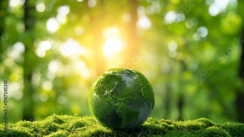 Reflective Sphere on Green Moss in a Dense Forest During Daytime