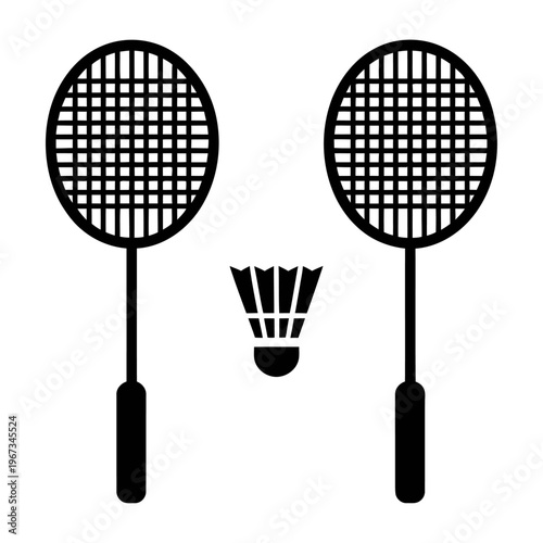 Vector of a badminton rackets and shuttlecock as a complete set for the game