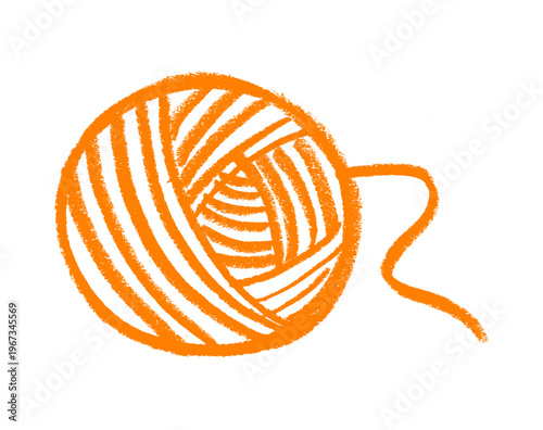 Yarn Ball Crayon Chalk Drawing Vector