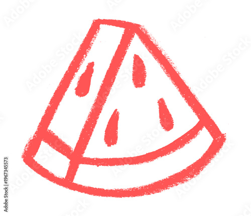 Watermelon Slice Crayon Chalk Drawing Vector