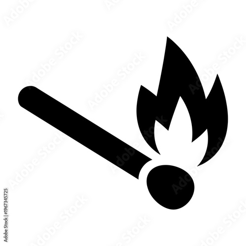 Vector-style illustration depicting a burning matchstick with a flame at the tip