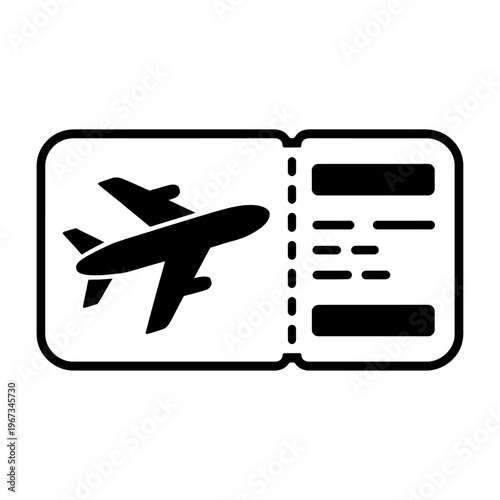 Digital vector of an airplane boarding pass with a plane icon and textual information