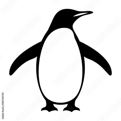 Vector of a penguin standing upright with its wings slightly extended