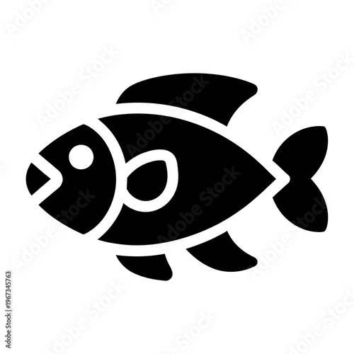 Vector of a fish with bold black shapes forming its body and fins