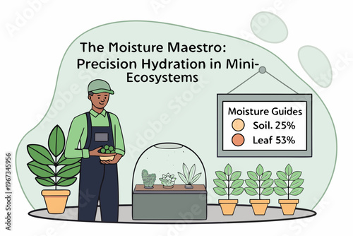 A gardener presents moisture guides for miniature ecosystems and plant hydration