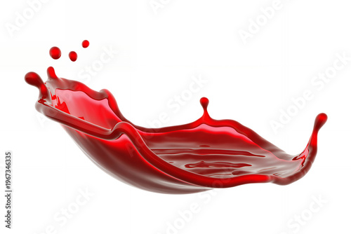 Red liquid splash on white background water juice wine