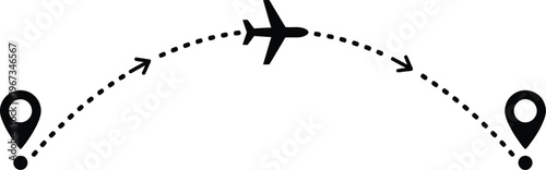 Airplane flying between two locations vector illustration