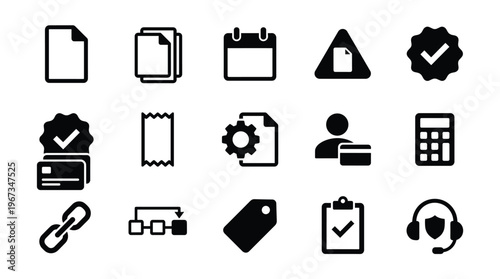 Collection of various business and office icons