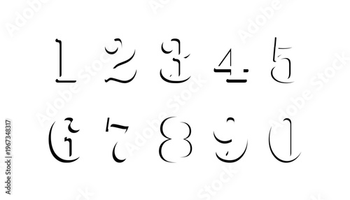 Stylized Numbers 0-9 Set