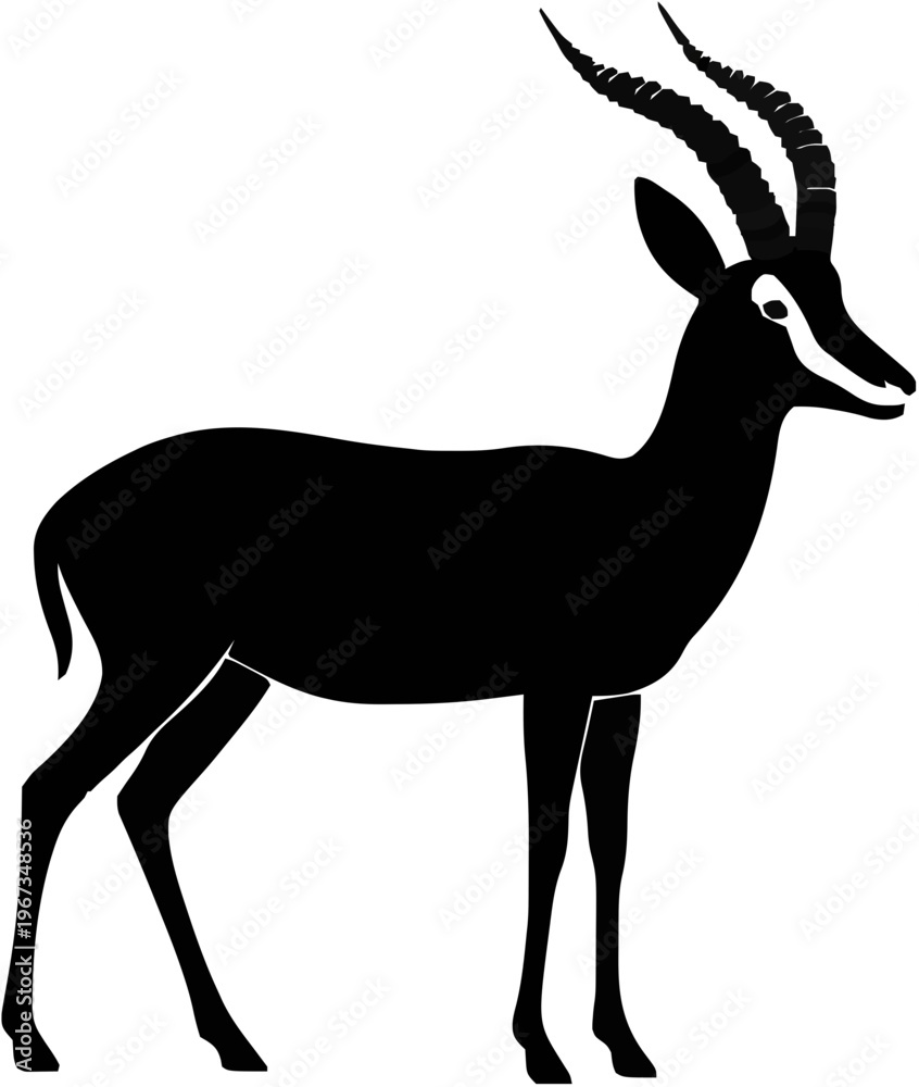 Fototapeta premium Springbok Silhouette – Flat Vector Plotter Cut File