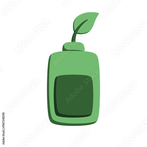 Eco Product Bottle Icon – Sustainable Packaging & Green Consumer Flat 3D