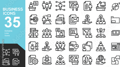 Business icons set for corporate and finance concepts