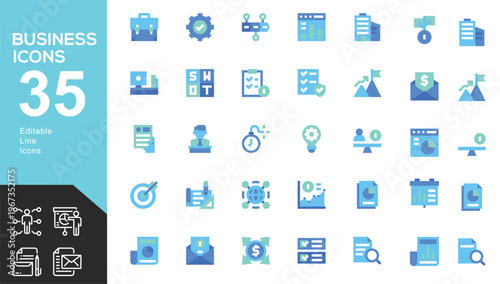 Business icons set for corporate and finance applications
