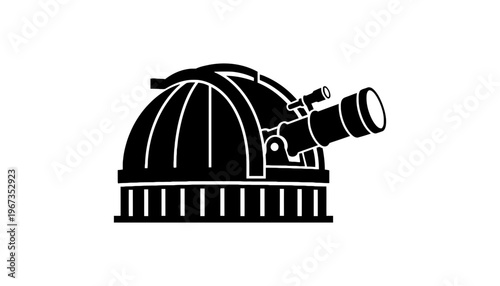 Telescope observatory silhouette icon for astronomy and stargazing applications