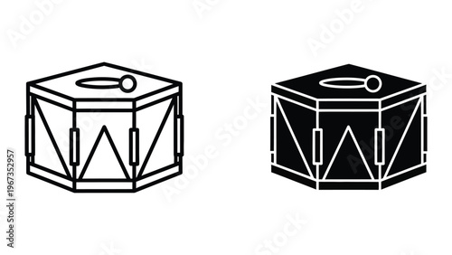 Contrasting visual styles of a snare drum in monochromatic and reverse monochromatic designs