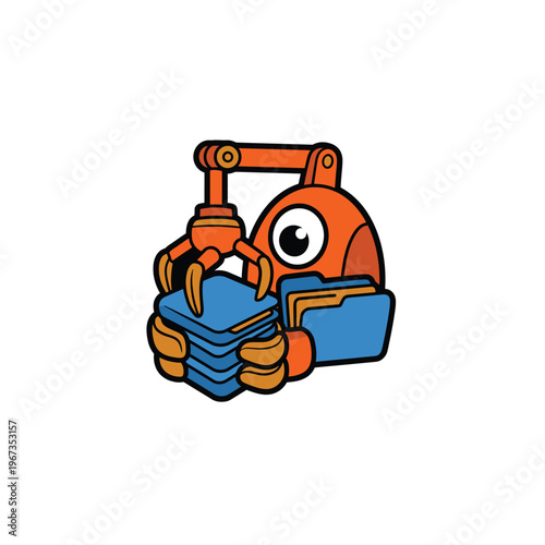 Mechanical Crane Claw Mascot Character