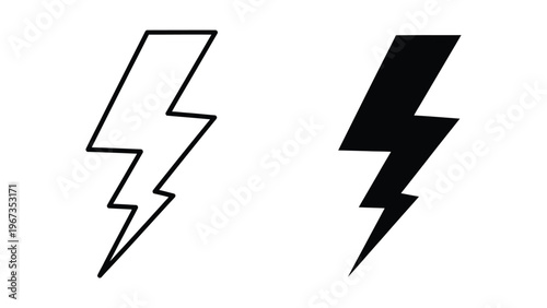 Comparison of a thin and bold lightning bolt symbol design