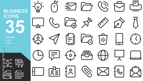 Business icons set for modern companies and professionals online