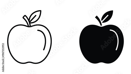 A contrast between a simple and bold apple illustration style