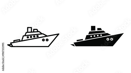 Two contrasting stylized illustrations of luxury yachts with varying silhouettes.